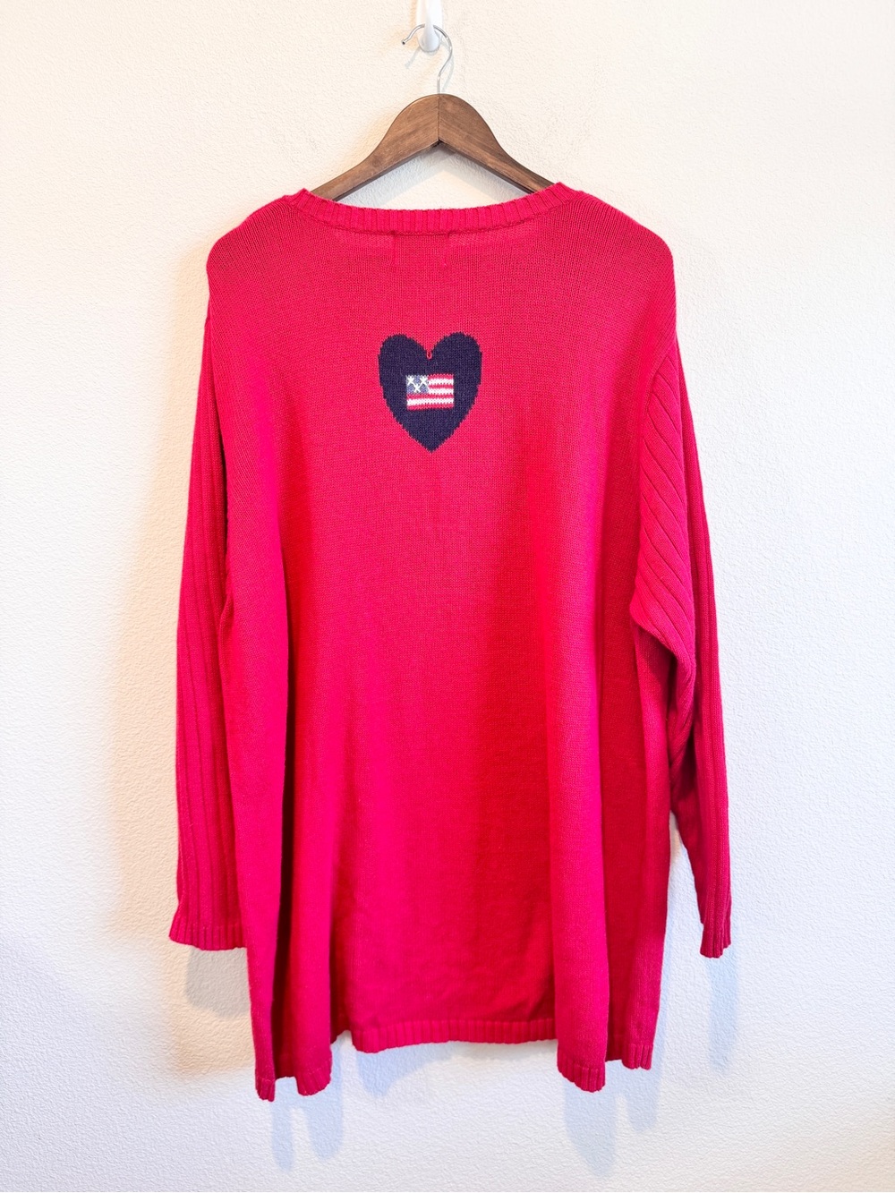 Vintage Americana Cottagecore The Quacker Factory Heart Sweater Red Plus 2X F37 - Picture 7 of 8
